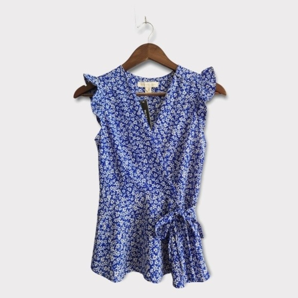 Monteau Ruffled Sleeveless Wrap Blouse S